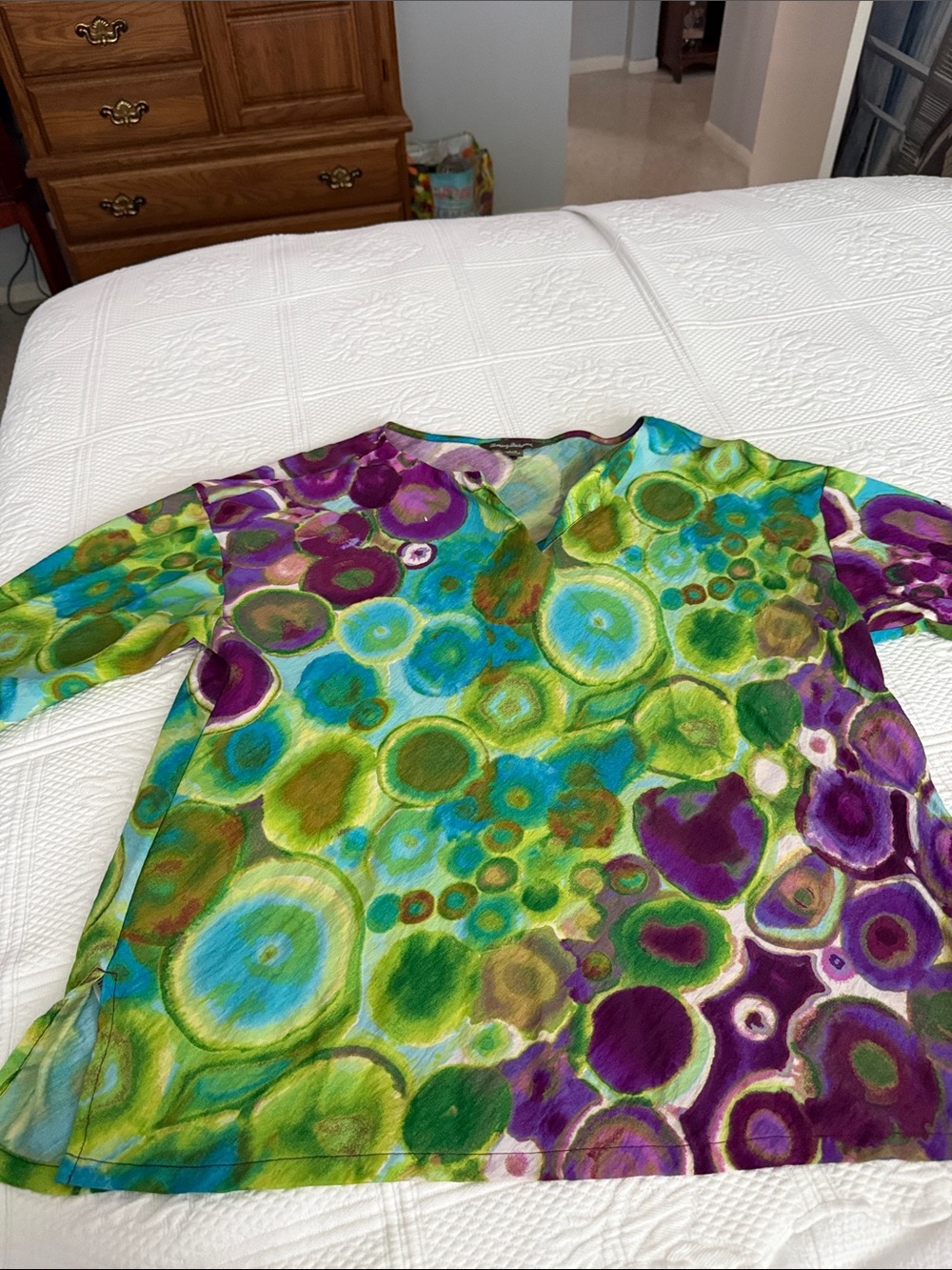 Tommy Bahama Multicolor Bubble-Print Blouse - Green, Blue & Purple